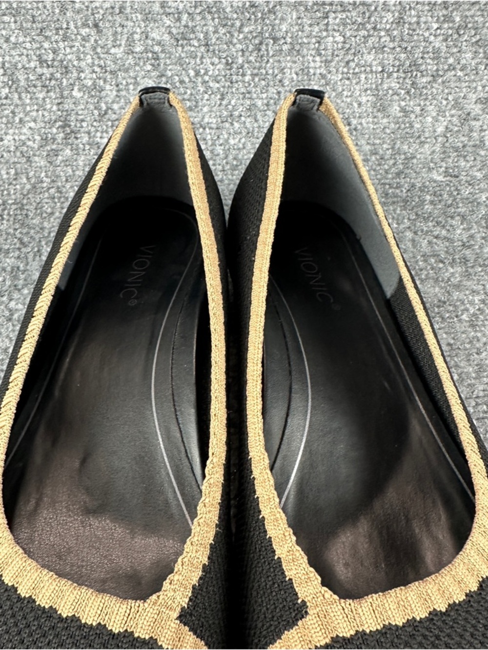 Vionic Black Dahlia Pointed Toe Flats Women's 9.5 Knit Comfort Arch Support - Picture 12 of 15